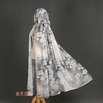 Wan Xiu ancient style ink lotus Lotus cloak hat shawl Hanfu accessories elegant Chinese style student Daily fairy