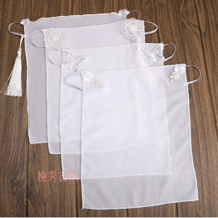 Wanxiu ancient style veil sunscreen princess fairy white masked Hanfu ear hanging film and television with the same tassel accessories costume