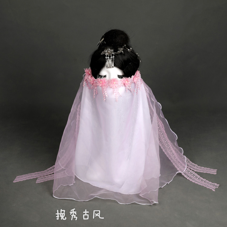 Double-layer veil ancient costume cosplay female accessories ancient style lace pink princess fairy elegant Hanfu daily accessories