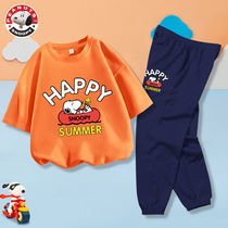 History Nubi Childrens Anti-mosquito Pants Short Sleeve T-shirt Suit Slim-Breathable Boy Sports Pants Two Pieces of Summer Leisure