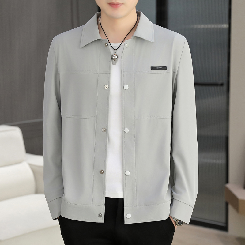 Men's Summer Lightweight Lapel Jacket, Quick-Drying Ice Silk Sun Protection Clothing, Cool Business Casual Top, Versatile Jacket