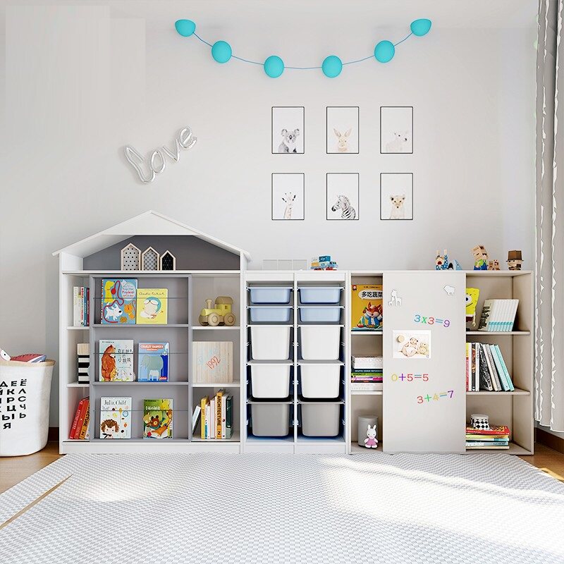 Comparable bear solid wood children's bookshelf floor-to-ceiling picture book rack finishing cabinet shelf baby toy cabinet book storage rack