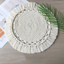 40cm hand-woven coaster round placemat tassel Nordic B&B decoration party table mat thermal insulation anti-slip mat