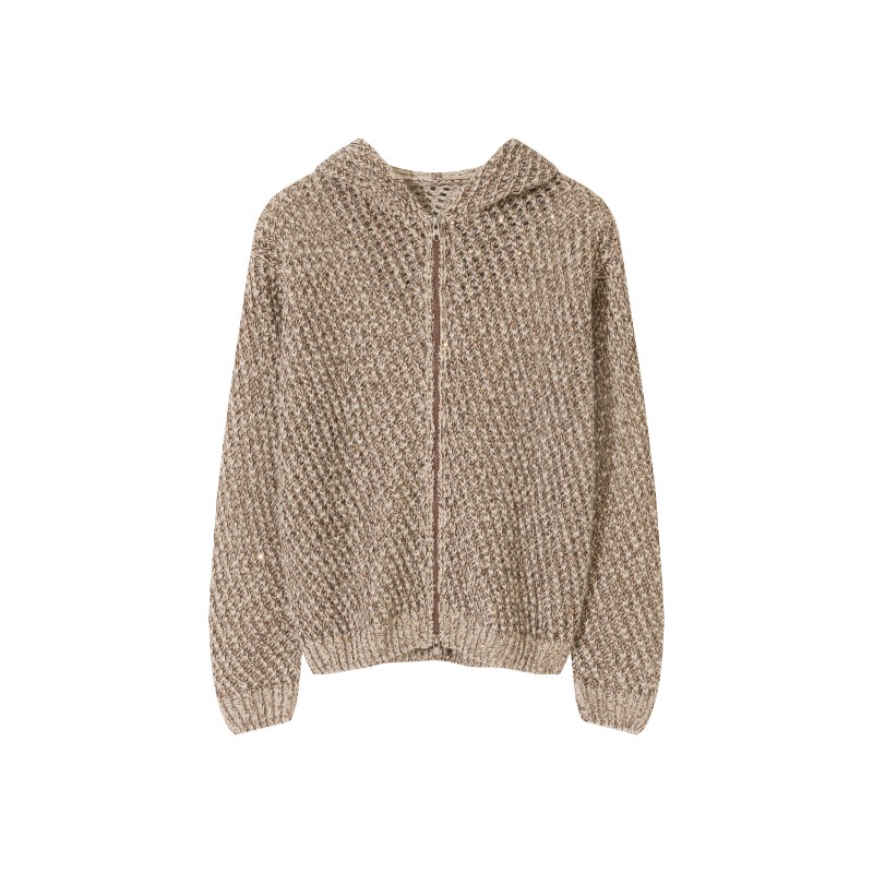 632006【Luxury Brand Same Style】Casual Floral Yarn Knit Mesh Fashionable Versatile Hooded Double-Zip Knit Sweater 632006【Luxury Brand Same Style】Casual Floral Yarn Knit Mesh Fashionable Versatile Hooded Double-Zip Knit Sweater