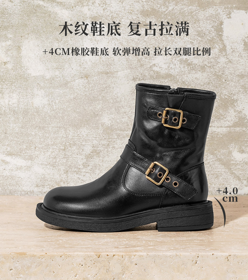 Западные Boots 红蜻蜓西部短靴女秋冬新款巨好看鞋子真皮棕色女鞋复古美拉德靴子 Reddragonfly
