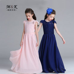 European and American explosive girl dress short -sleeved princess dress skirt big boy lace chiffon children's skirt long skirt wedding evening dress