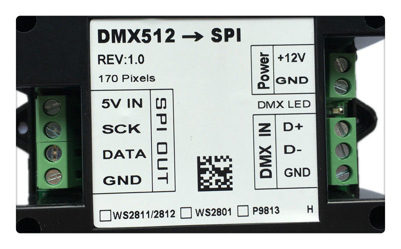 DMX512 turn SPI signal lamp with lamp string decoding control WS2811 12 2801 can set address code 1903