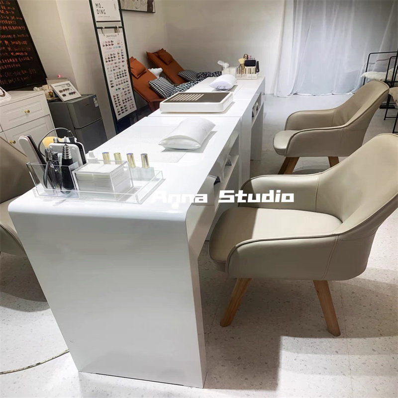 New wooden Japanese nail table Simple modern net red nail table Single double triple nail cabinet