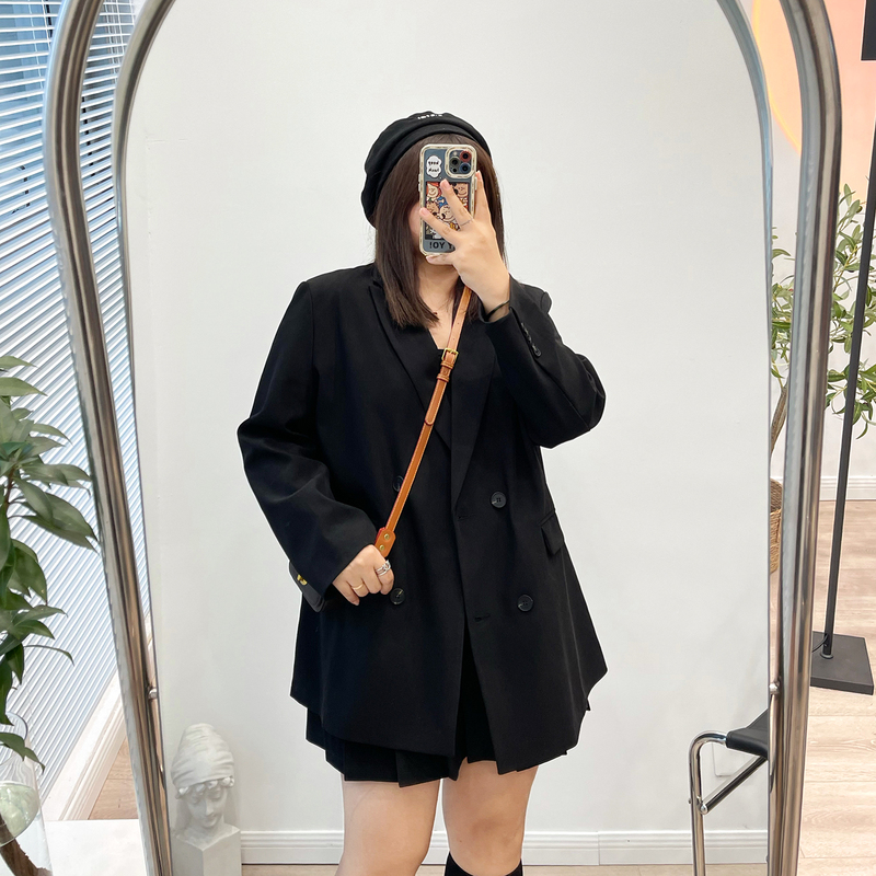Wanwanjia Plus-Size Elegant Blazer for Women, Spring and Autumn, Loose Fit, Slimming, Casual Suit Jacket Wanwanjia Plus-Size Elegant Blazer for Women, Spring and Autumn, Loose Fit, Slimming, Casual Suit Jacket