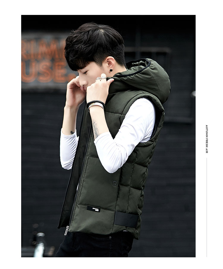 Playboy mùa thu và mùa đông vest nam xuống cotton phiên bản Hàn Quốc của áo vest có thể tháo rời vest vest sinh viên áo khoác thủy triều áo ba lỗ nam đẹp