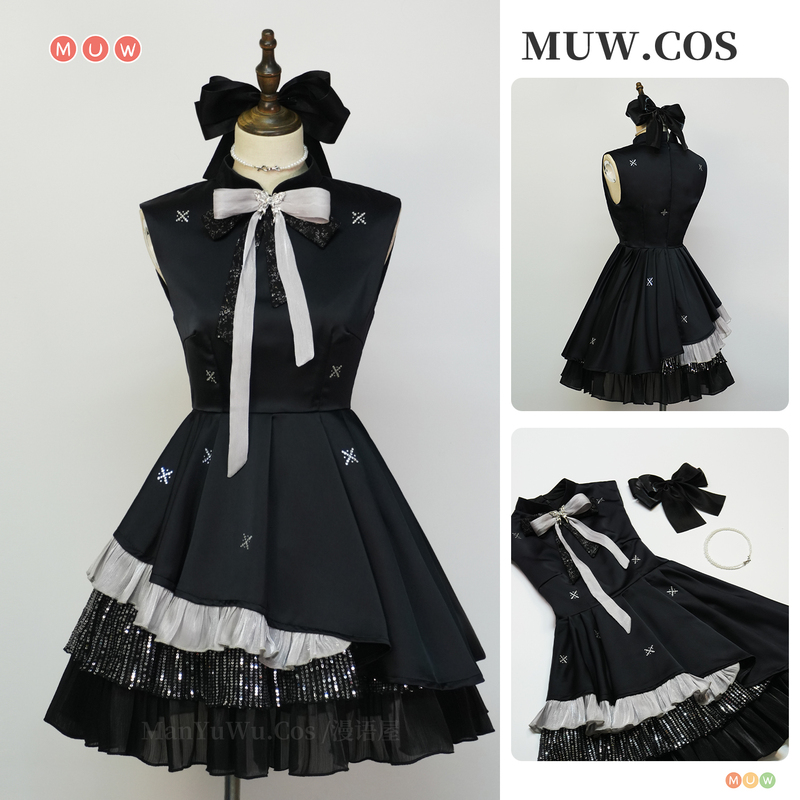Love and Deep Space Cos Costume Colorful Prologue Female Main Character Couple Outfit Nighttime Black Dress Cos Costume