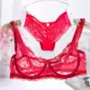 Women's underwear bra panties set of women's fun bra Transparent tulle nipples big chest sexy bra show