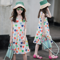 Girls Summer Lions dress 2020 new CUHK Tong Mei printed pure cotton Breathable Beach Skirt Pro