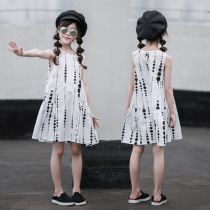 Girls Summer Sleeveless Dress 2021 New CUHK Tong 12-15 Year Old Pure Cotton Print Little Fresher Summer