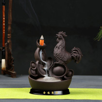 Creative ceramic Golden Rooster report back incense burner smoke tower incense antique point incense Buddha equipment room decoration sandalwood smoker
