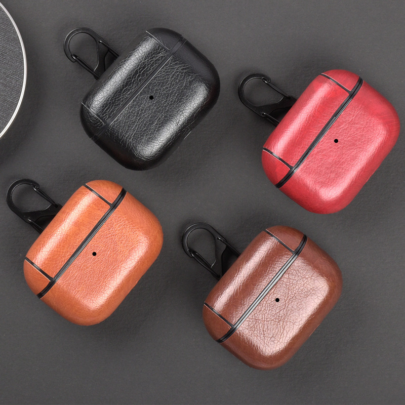 Airpods pro protective sleeves 3 generations suitable for Apple 4 generation Bluetooth headphones Hard shell leather anti-fall airpods cover