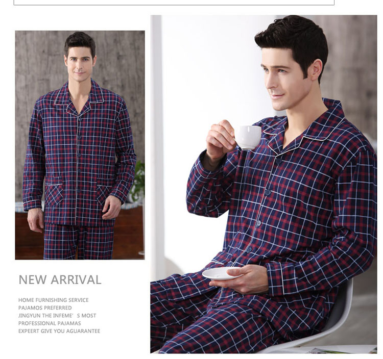 Bộ đồ ngủ nam bằng vải cotton dệt kim dài tay cộng với phân bón XL mùa xuân và mùa thu dịch vụ tại nhà trung niên phù hợp với tay dài 4XL đồ bộ trung niên