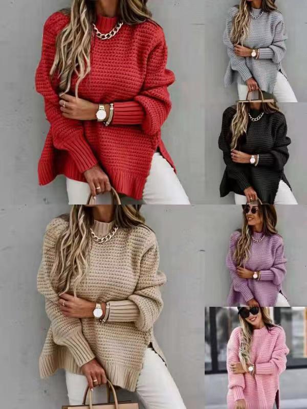 Aliexpress Amazon Ebay Cross-Border E-Commerce 2022 Autumn and Winter Loose Lazy Style Long-Sleeved Pullover Knitted Sweater for Women