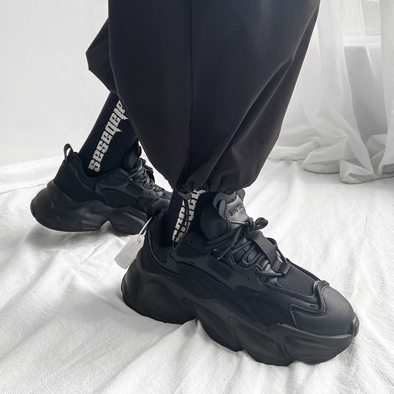 Autumn Net Red Mountain Local Port Couple Harbor Couple in Super Fire All Black Pine Daddy Shoes