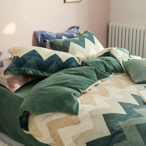 8kg thick milk velvet four-piece Winter coral velvet flannel double-sided velvet quilt cover plus velvet bed three-piece set 4