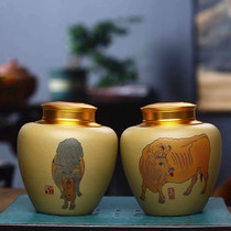  Yixing moon shadow sand handmade raw ore section mud golden cow tea pot half a kilogram handmade dot color process