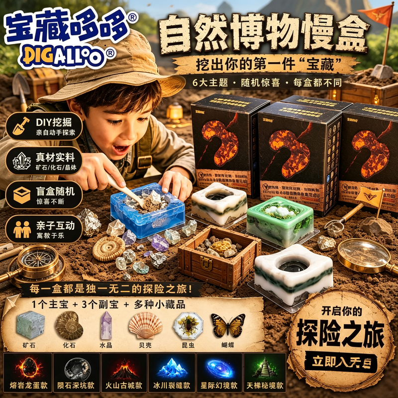 Treasure Dodo Natural Museum Slow Box Soap Digging Gem Toy Capybara Little Yellow Dolphin Blind Box Summer Toy