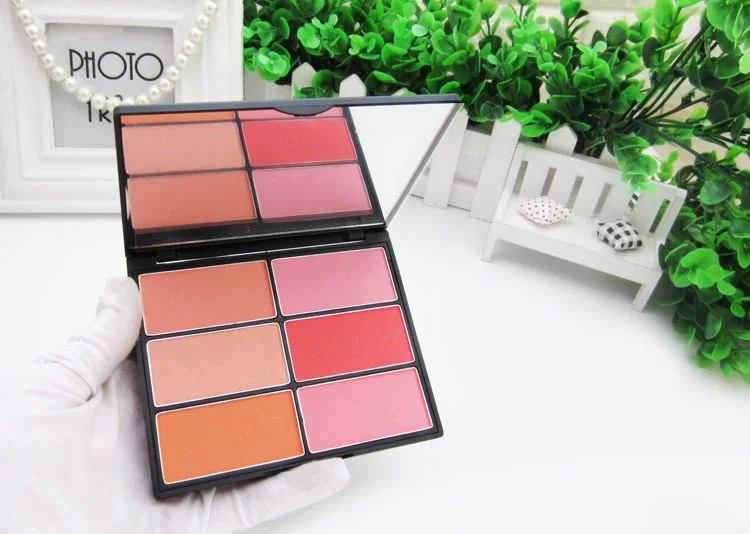 DARS Authentic Shadow Makeup Makeup 6 Color Blush Disc Rouge Natural Nude Makeup Clearing Brightening Brush - Blush / Cochineal