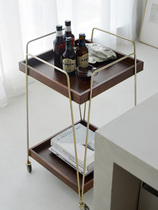 Nordic Iron Art Small Cart Modern Tea Table Removable Sofa Sides A Couple Of Wheels Double Corner A Few Wine Water Delivery Cars