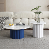 Nordic Wind Design Cylindrical Size Round Table Light Lavish Rockboard Tea Table Composition Modern Minima Small Family Living Room Tea Table
