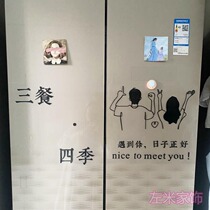 Fridge Sticker Decorations Nordic Creative Kitchen Glass Moving door Decorative Appliquette Retrofit Cling Film Self-Adhesive Waterproof