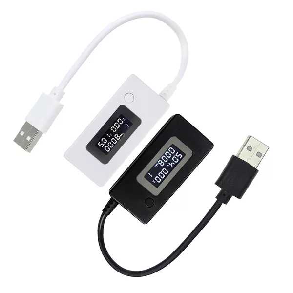 White tail LCD backlight LCD digital screen display USB ammeter voltmeter charging capacity test meter tester