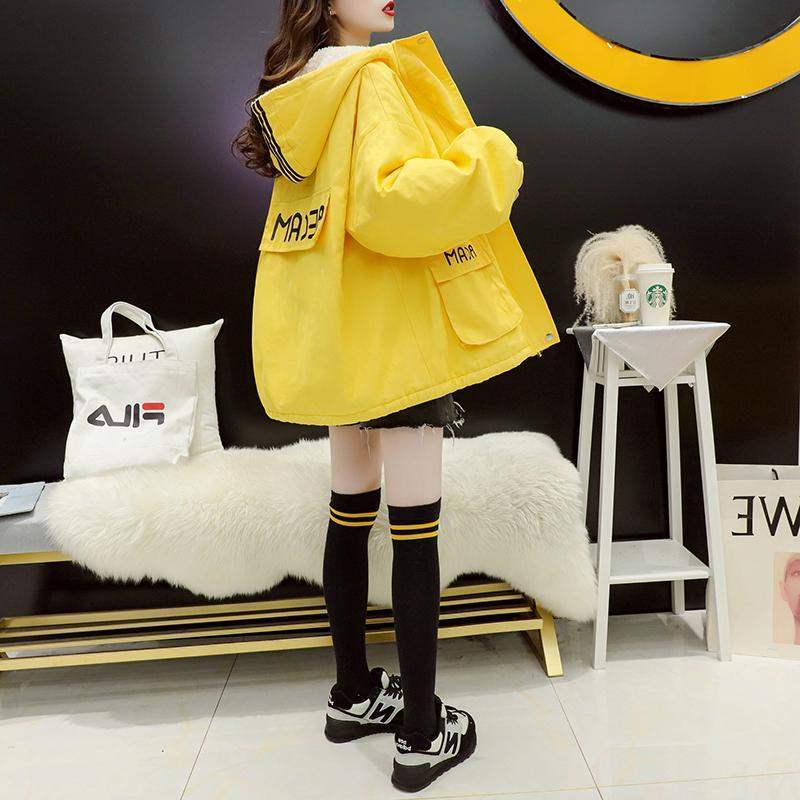 Hong Kong Chauga Cavet Thickened Cotton Clothing Jacket Woman Autumn Winter 2022 New 100 Hitch Fried Street Korean Version Loose Cotton Clothes