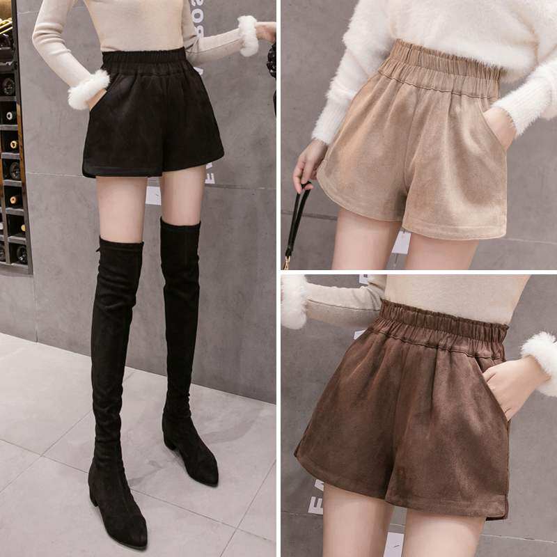 Korean shorts women wear 2020 spring and autumn new net red high waist all-round base a word wide leg pants wool boots pants