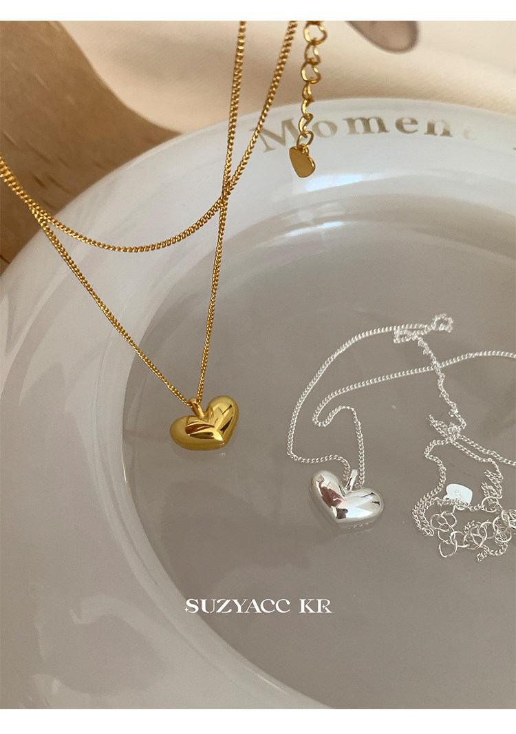 Серебряное ожерелье suzyacc kr简约小众纯银爱心吊坠百搭高级感锁骨链