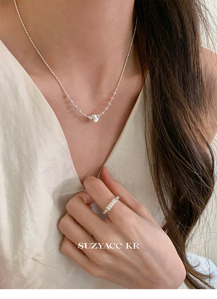 Серебряное ожерелье suzyacc kr纯银镭射猫眼珠项链女款2025新款超显白复古小众锁骨链