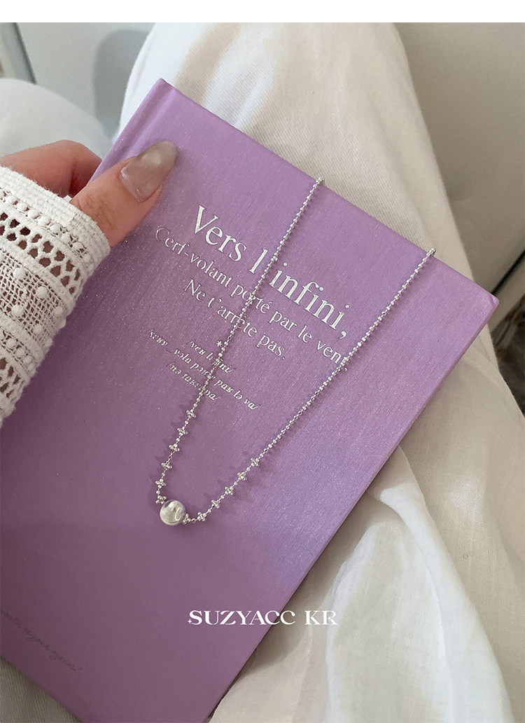 Серебряное ожерелье suzyacc kr纯银镭射猫眼珠项链女款2025新款超显白复古小众锁骨链