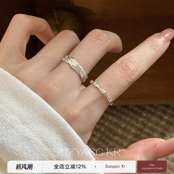 Suzyacc kr niche design cross bamboo sterling silver ring exquisite and versatile high-end sexy personalized index finger ring for women