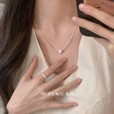 Серебряное ожерелье suzyacc kr纯银镭射猫眼珠项链女款2025新款超显白复古小众锁骨链