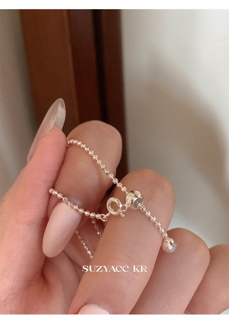 Серебряное ожерелье suzyacc kr纯银镭射猫眼珠项链女款2025新款超显白复古小众锁骨链