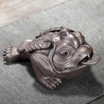 Zisha tea pet ornaments can raise the golden toad tea set tea table pure toad fine handmade products Zhaocai tea table tea ceremony