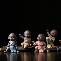 Creative tea pet boutique can be fed small monk purple sand Zen fabric parts office accessories