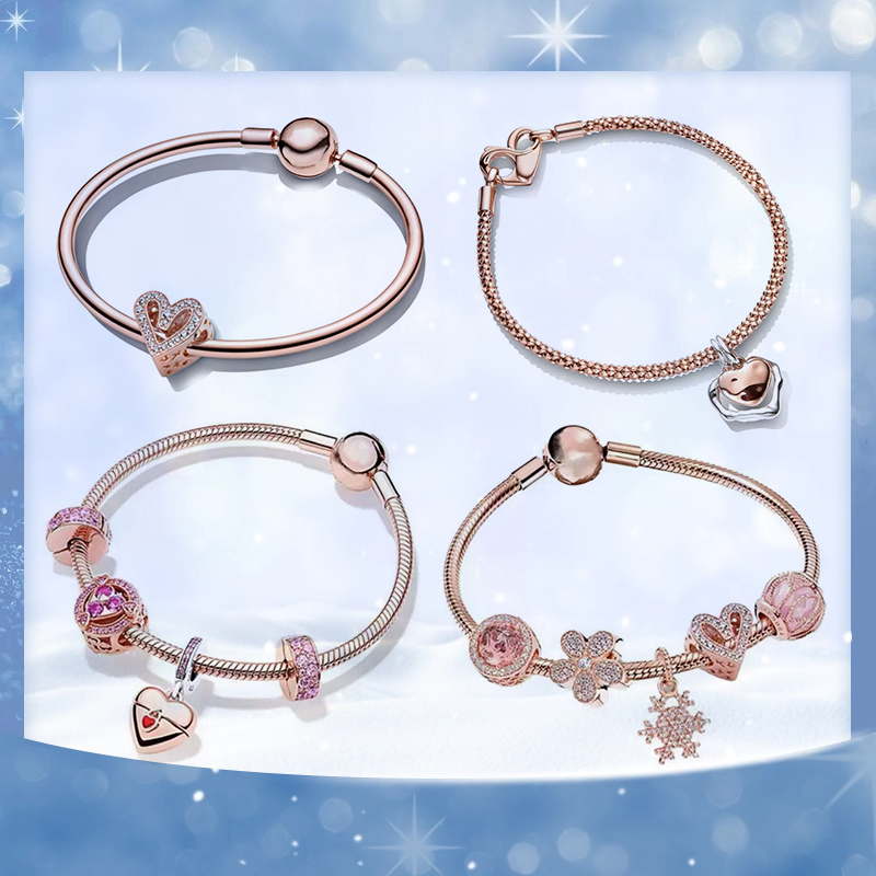 Rose Gold Bracelet Set, Sparkling Snake Bone Chain, Story Chain, Outlet Brand, Genuine Angel, Niche Design Gift