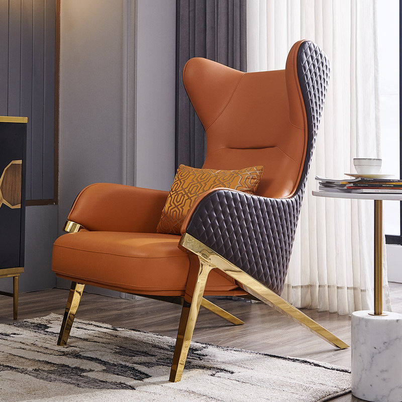 Light luxury sofa chair leather room Nordic modern minimal designer high lean tiger minimal casual chair