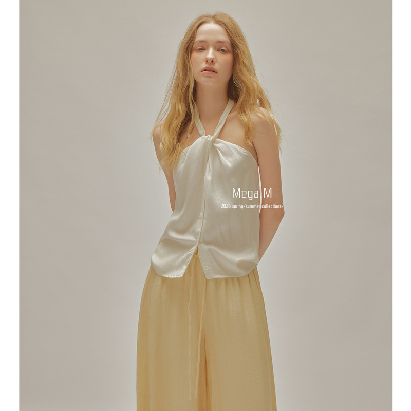 Margaret Dream Backless Twist Halter Top 2026 Women's Summer Tencel Linen Halter Short Vest Tube Top