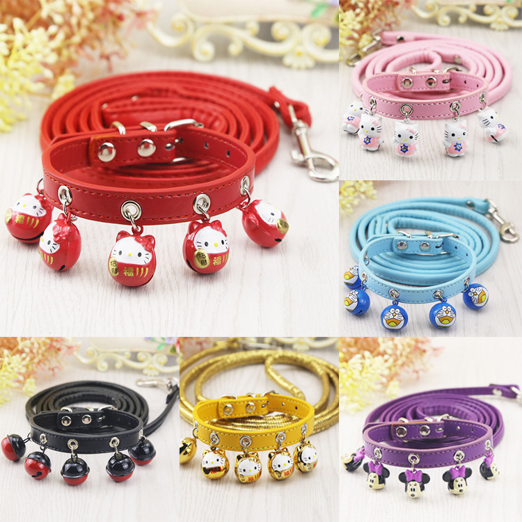Puppy chain bell traction rope cute net red collar pet dog teddy small dog walking dog rope cat special