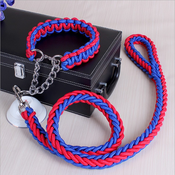 Large dog leash collar set medium and large dog walking dog chain Labrador golden retriever dog chain eight-strand rope P chain