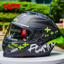 LAZER motorcycle helmet double lens big tail four season helmet glasses slot personality helmet