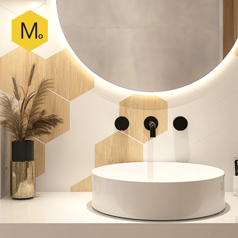 Weekend at home Nordic hexagonal brick wood grain brick Japanese style dressing room tile kitchen wall brick bathroom hexagonal floor tile