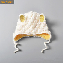 Autumn and winter newborn baby warm ear protection hat for men and women baby plus velvet wool hat baby cute pullover hat