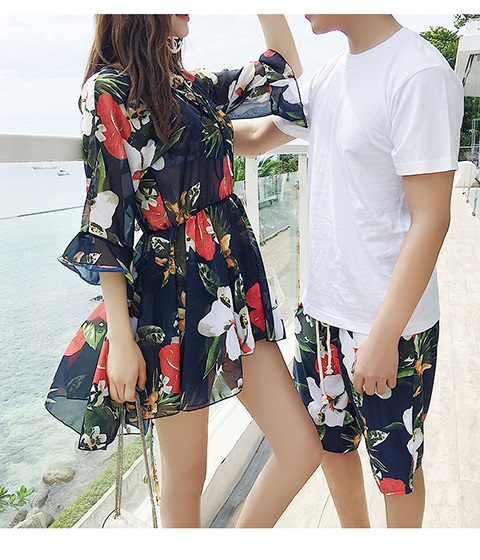 Cặp đôi đồ bơi kỳ nghỉ Cặp đôi đồ bơi ba mảnh phù hợp với bikini bãi biển nữ tuần trăng mật những người yêu biển 	đồ đôi đi biển màu trắng	